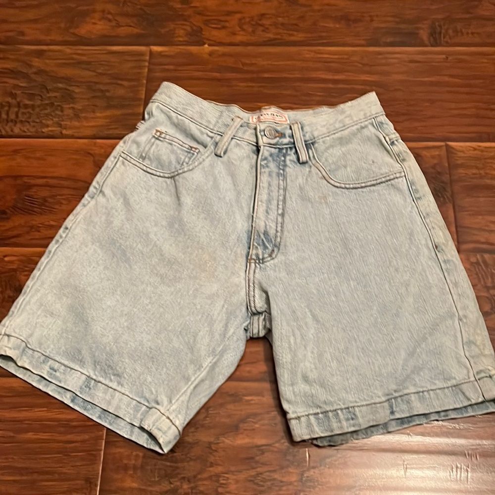 Vintage Guess Blue Distressed Denim Shorts Retro Casual Triangle Guess Pocket